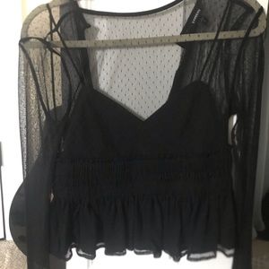 Express polka dot mesh long sleeve